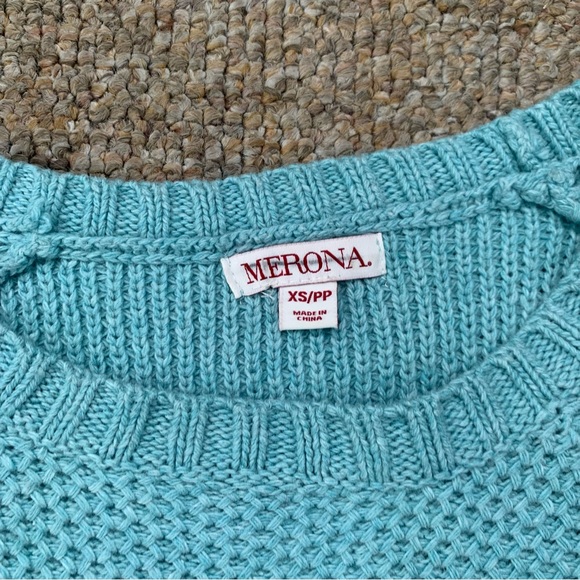 Merona Knit Light Teal Sweater Size X-Small - Picture 3 of 8